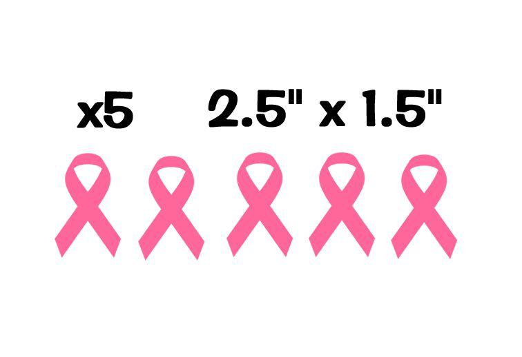 X5 breast cancer awareness ribbons pink pack vinyl decal stickers 2.5" x 1.5" 