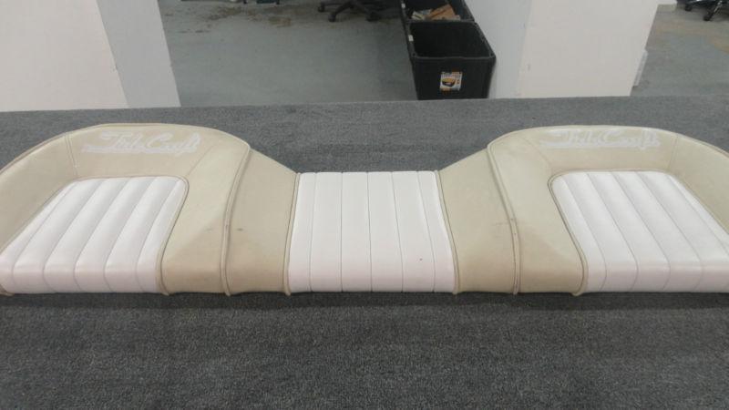 58''x17''x5'' tan & white top cushion of a tidecraft bass boat seat k/i#6
