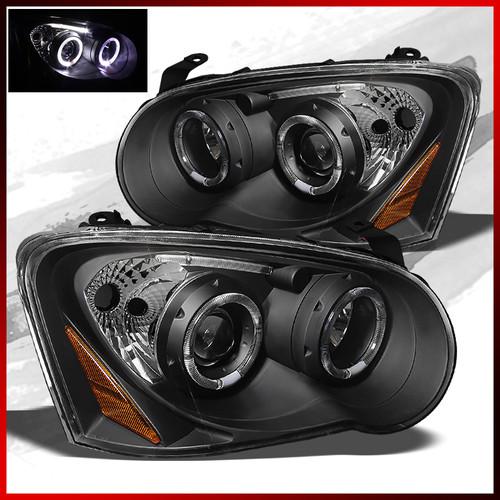 04-05 impreza black dual led halo projector replacement headlights set pair new