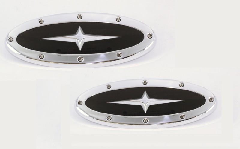 Allsales 57507 grille and tailgate emblem set ford race style 7" front 5.5" rear