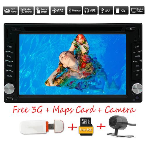 Double 2 din car stereo gps navigation 6.2”hd dvd subwoofer ipod 3g+free camera