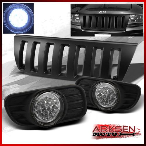 99-04 jeep grand cherokee full led fog lights w/switch+sport grille grill set