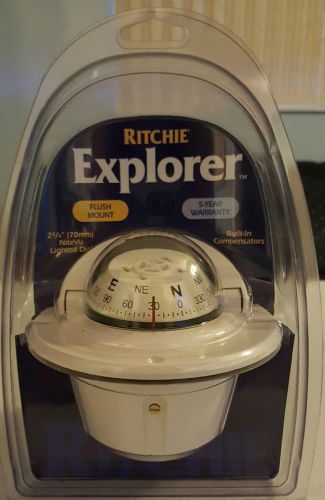New ritchie explorer flush mount white compass f-50w 2 3/4&#034; lighted dial