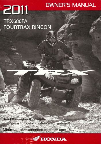 2011 honda trx680fa fourtrax rincon atv owners manual -new sealed-trx 680 fa