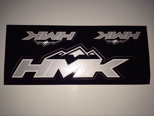 Hmk snowmobiling stickers silver white and black decal