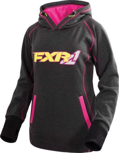 2016 fxr womens tech pullover hoodie gray heather / hot pink -large -  xl - new