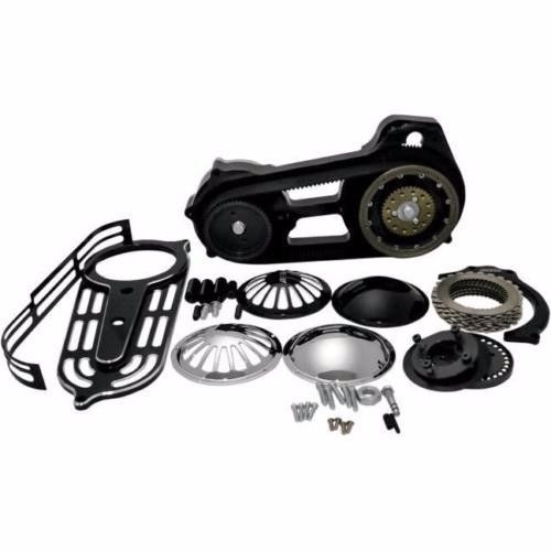 Bdl 2&#034; belt drive kit (black) w/ changeable domes for harley twin cam softail