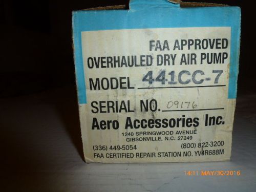 Aero accessories, inc. overhauled 441cc-7 aircraft vacuum pump 8130 tag