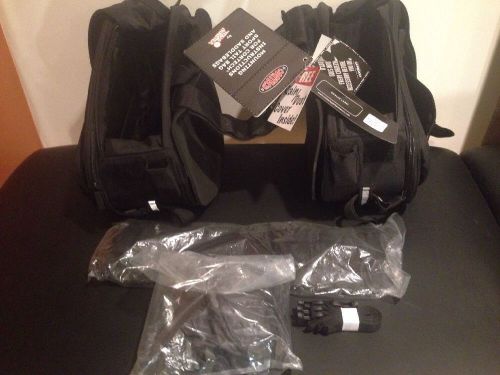 Cortech motorcycle saddle bags w/ rain covers. new black w/tags