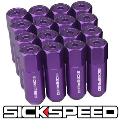 16 purple/neo chrome capped aluminum 60mm extended lug nuts wheels 1/2x20 l30