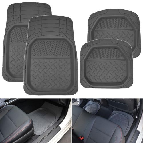 4pc dish rubber floor mats gray all weather protection water mud dirt washable