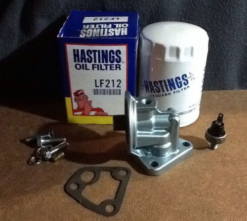 Pontiac oil filter adaptor, early straight version with filter and extras