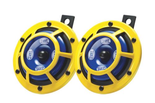 Hella yellow panther 12v dc sharp tone horn set with relay for vehicles (ca)