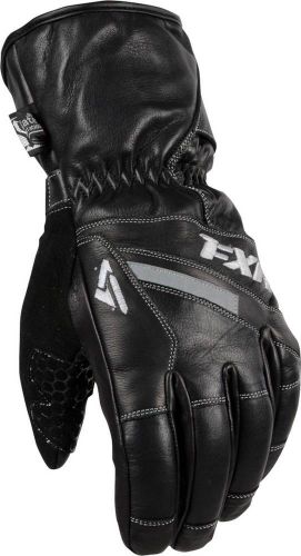 New fxr-snow leather short cuff adult waterproof gloves/mitts, black, xs