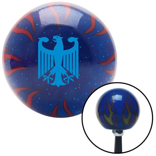 Blue heraldic eagle blue flame metal flake shift knob with m16 x 1.5 insertcusto