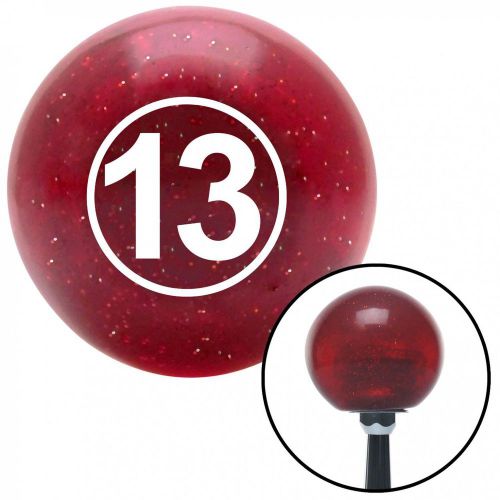 White ball #13 red metal flake shift knob with 16mm x 1.5 insertrack rod top