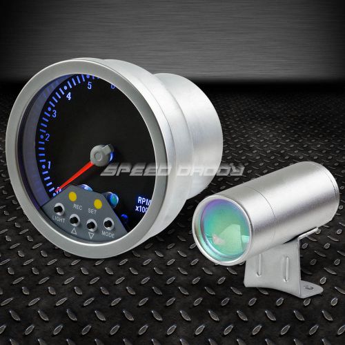 4&#034; silver 11k rpm redline blue glow racing tach tachometer gauge+led shift light