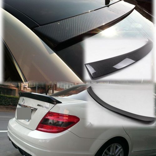 Carbon fiber trunk lip spoiler w204 08-13 4dr v style rear + roof window sport