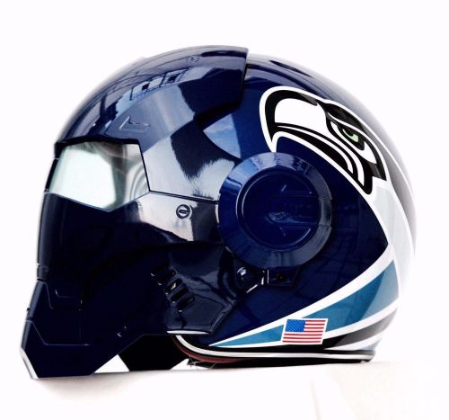 Masei 610 atomic-man seattle seahawks motorcycle bike helmet dark blue m l xl