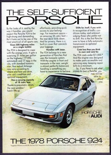 1978 porsche 924 coupe photo &#034;self-sufficient&#034; vintage promo print ad