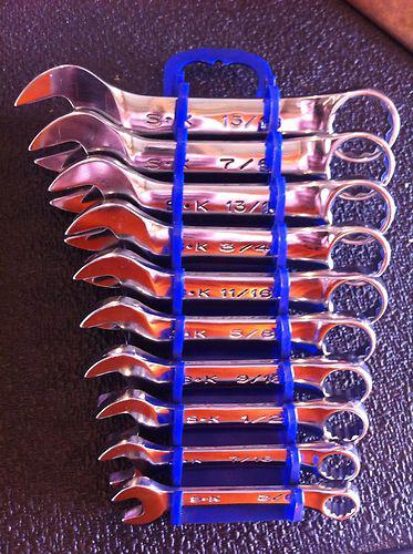 Sk stubby wrench set standard fractional 10pc with wrench rack
