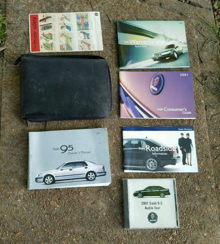 Oem 2001 saab 9-5 owners manual audio tour cd supplements  &amp; black carrying case