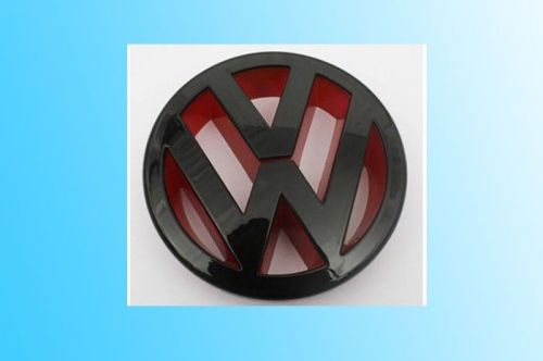 Gloss black &amp; red back front grille emblem badge vw polo 9n3 &amp; gti models