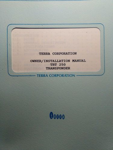 Terra trt-250 transponder install &amp; owner&#039;s manual