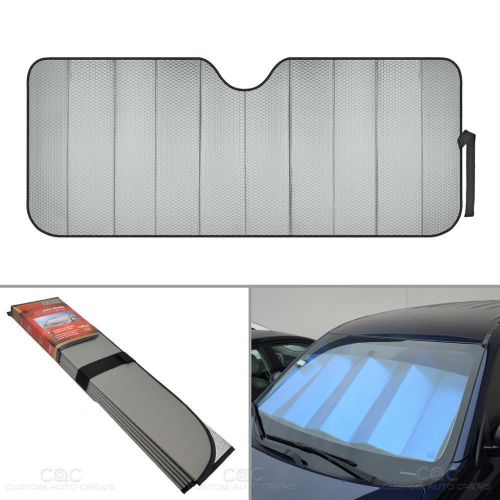 Reflective gray foil car sun shade standard reversible folding windshield cover