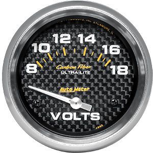 Autometer 4891 carbon fiber electric voltmeter gauge