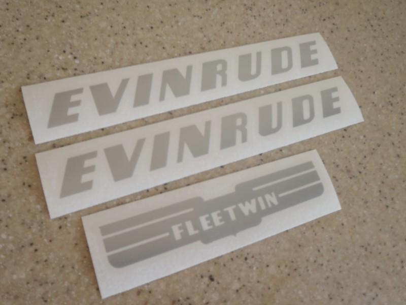 Evinrude fleetwin outboard vintage decal kit silver free ship + free fish decal!