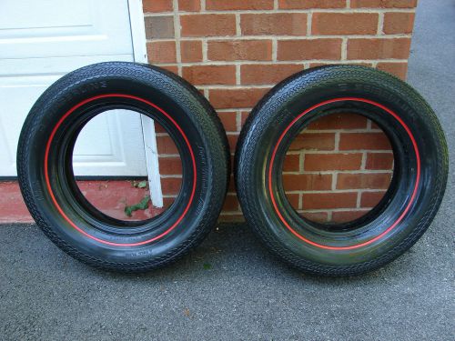 2- nos vintage seiberling super wide sports f70-15 red /  white line tires