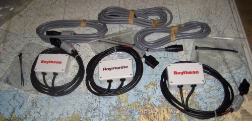 3 ea. raytheon r55006 seatalk auxillary junction box w/awm 2919 e76328-1 cables