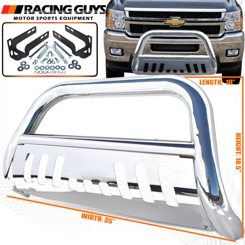 2007-2012 chevy silverado 1500 chrome front upper bull bar grille sport add-on