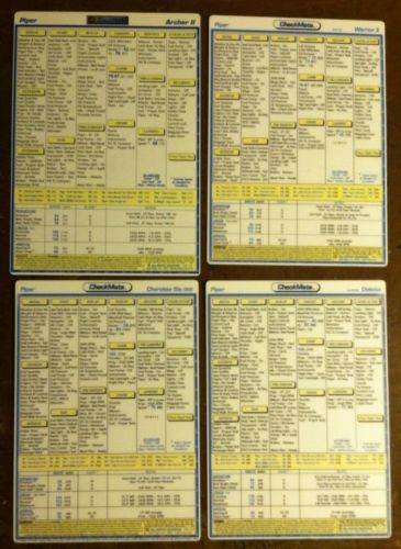 4 checkmate checklists for piper warrior ii,cherokee six/300,dakota &amp; archerii