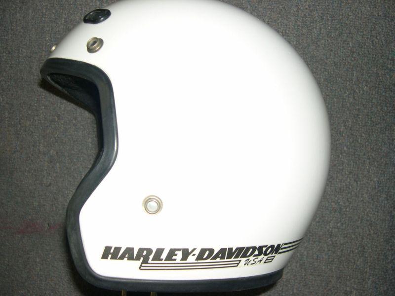 Used white bell "sprint" 3/4 crash helmet, harley davidson edition 1990