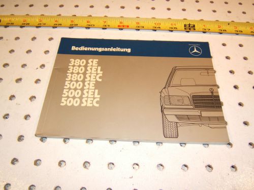 Mercedes w126 380/500se/sec/sel german owners oem 1 manual ,bedienungsanleitung