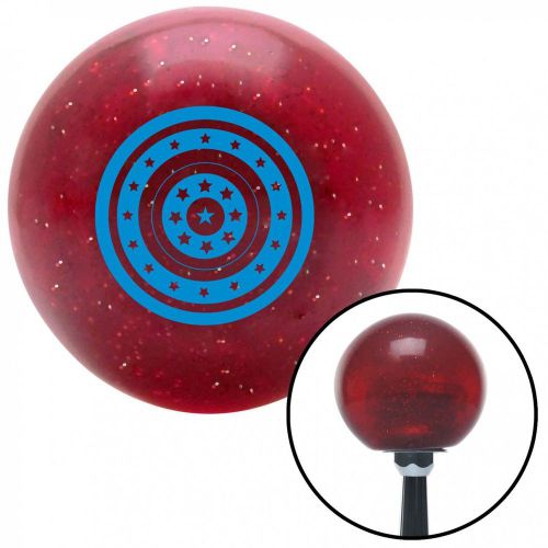 Blue stars in circle formation red metal flake shift knob with 16mm x 1.5 insert