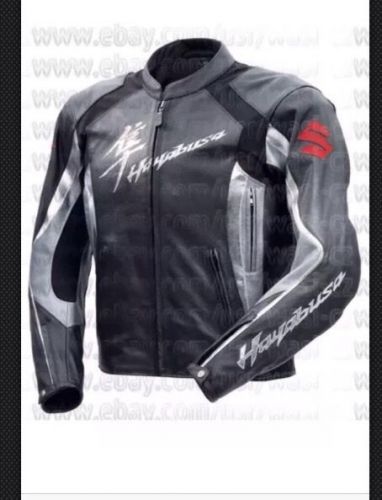Silver suzuki hayabusa motorbike leather jacket-full protection