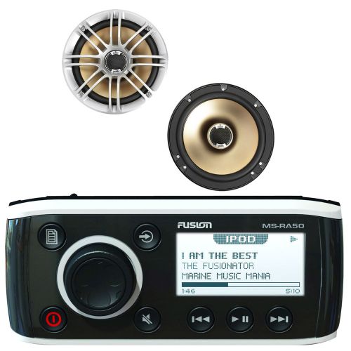 Msra50 marine aux ipod am fm receiver, 2 polk audio silver 6.5&#034; 330w speaker set