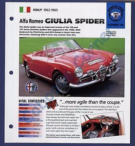 Alfa romeo giulia spider imp brochure specs 1962-1965 group 3, no 26