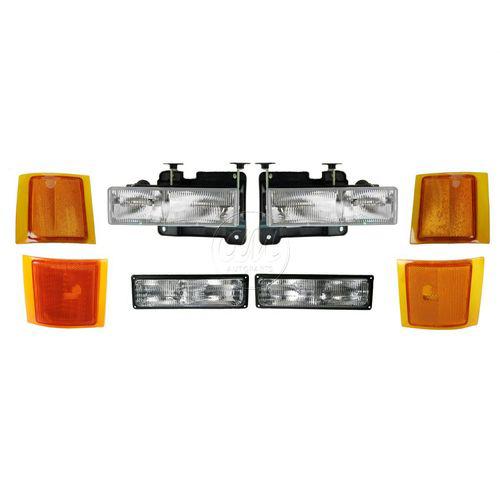 Headlights & parking corner lights left/right pair set of 8 for chevy c/k blazer