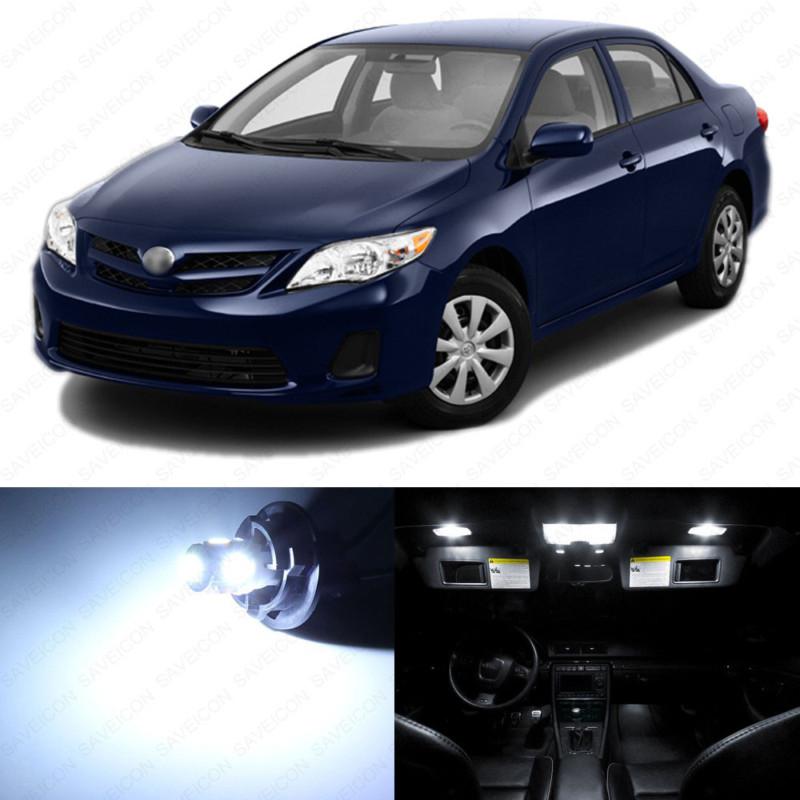 6 x xenon white led interior lights package for 2009 - 2013 toyota corolla --
