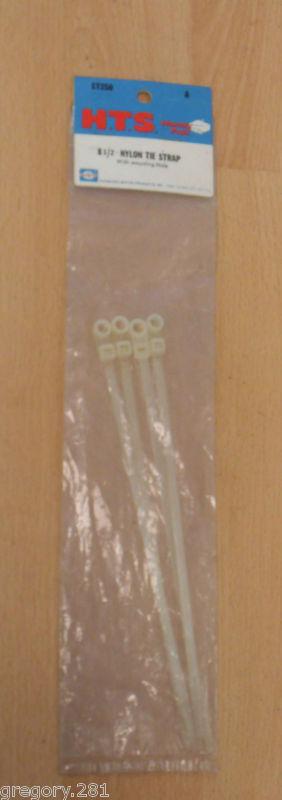 Four (4) standard brand et250 8-1/2" nylon tie straps with mounting hole new!