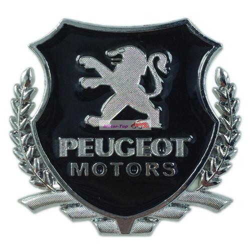 2pcs silver chrome metal side gold emblems emblem badge sticker for peugeot 