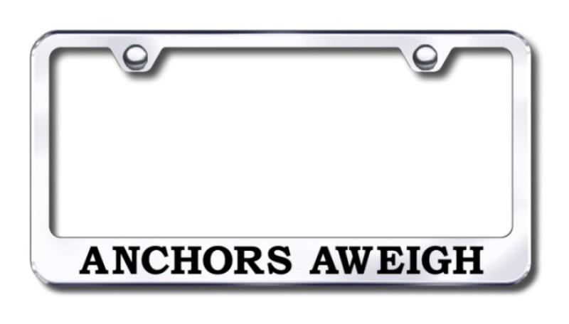 Patriotic anchors away laser etched chrome license plate frame-steel made in us