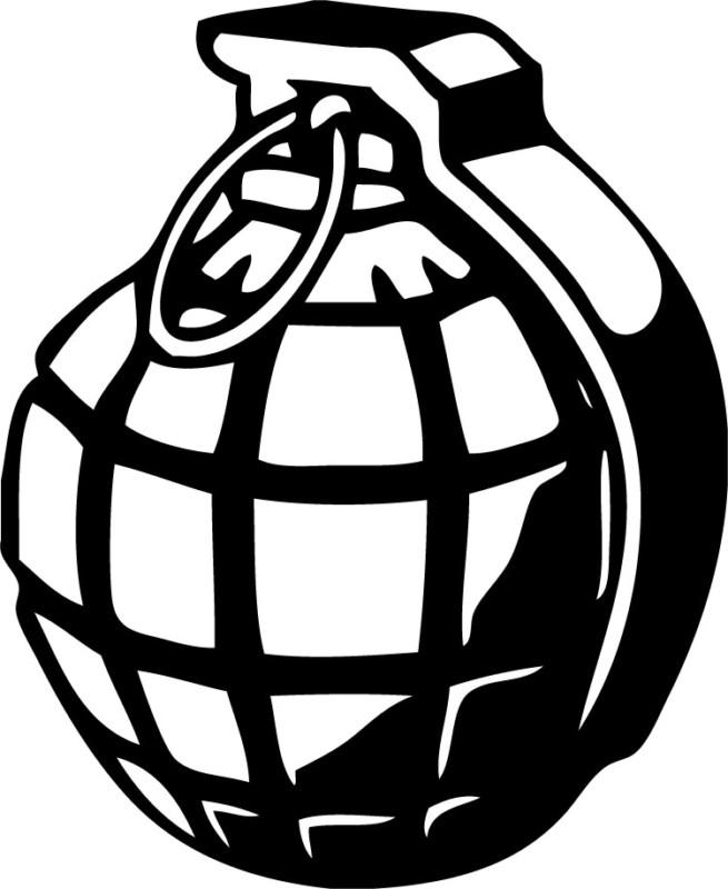 General- grenade - vinyl decal sticker - you pick color - bomb hand explosive