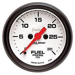 Autometer 2in. fuel press; 0-30 psi; fse; phantom