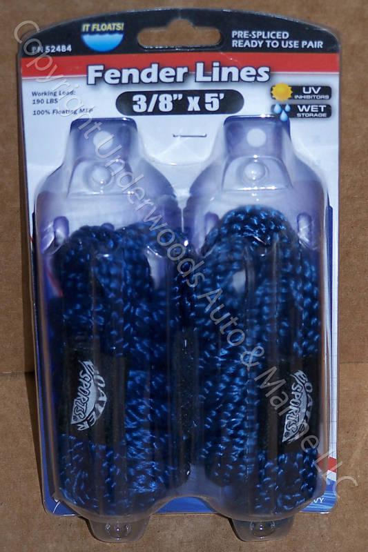 Boat fender bumper line navy blue 3/8"x5' pair rope 