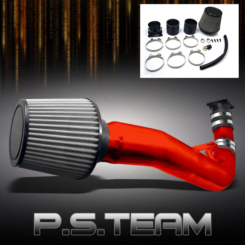 03-06 infiniti g35 auto red aluminum cold air intake w/ washable mesh filter